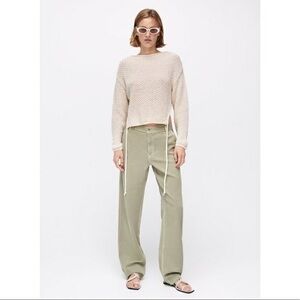 Zara The Piper Chino Khaki Green Straight Leg Pants Jeans